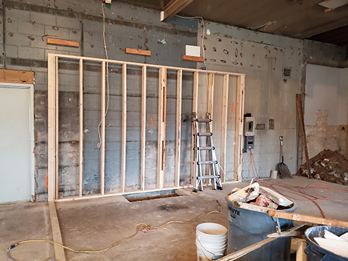 Construction inside near drive-up window
