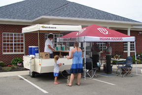 Photo of a lemonade stand outside the Bank on a sunny day