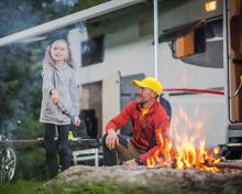 father and daughter camping